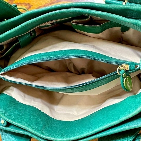 Cole Haan Leather Shoulder Bag Satchel Hobo Emerald Green - Picture 5 of 12